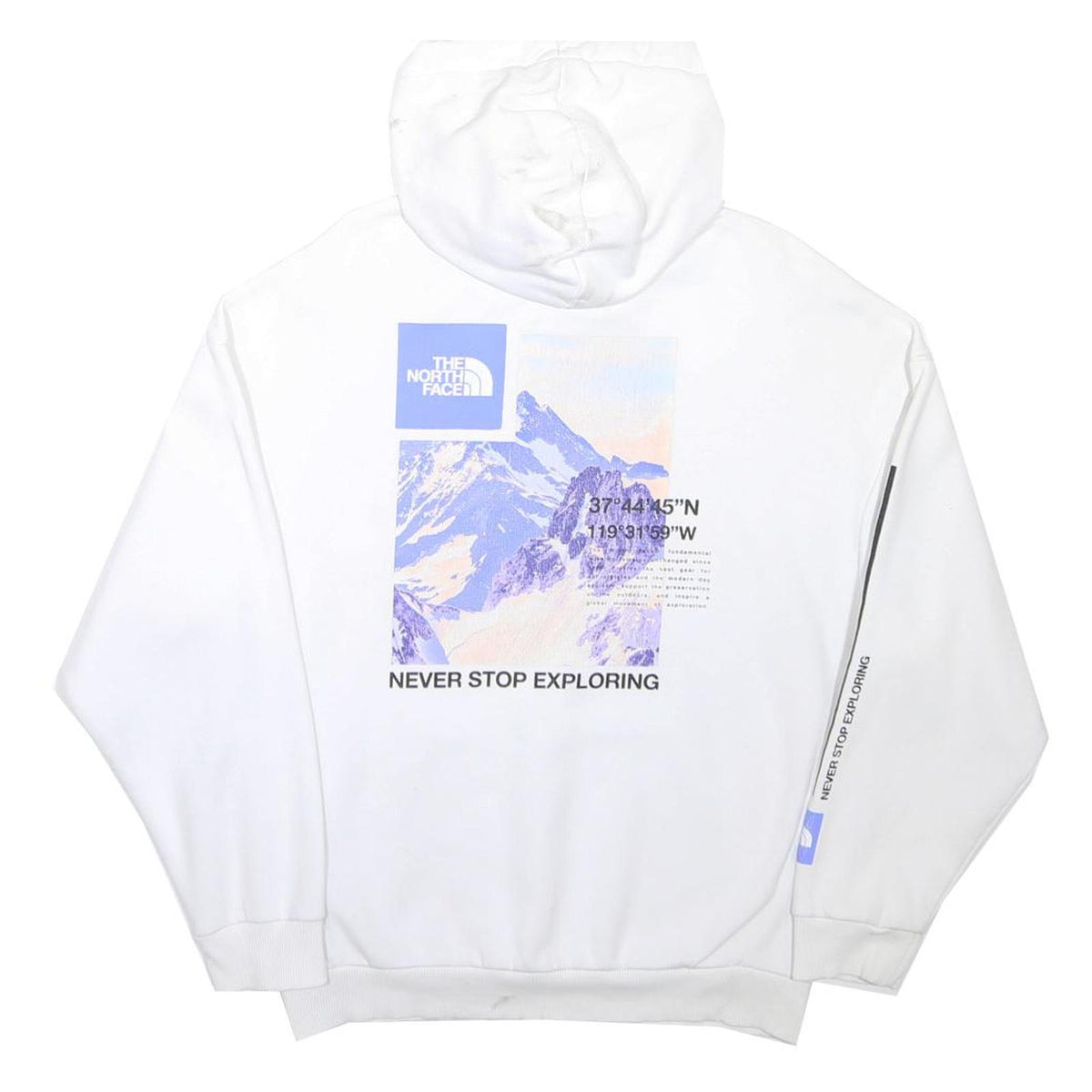THE NORTH FACE Womens White Pullover Hoodie M Cotton Blend Logo Print