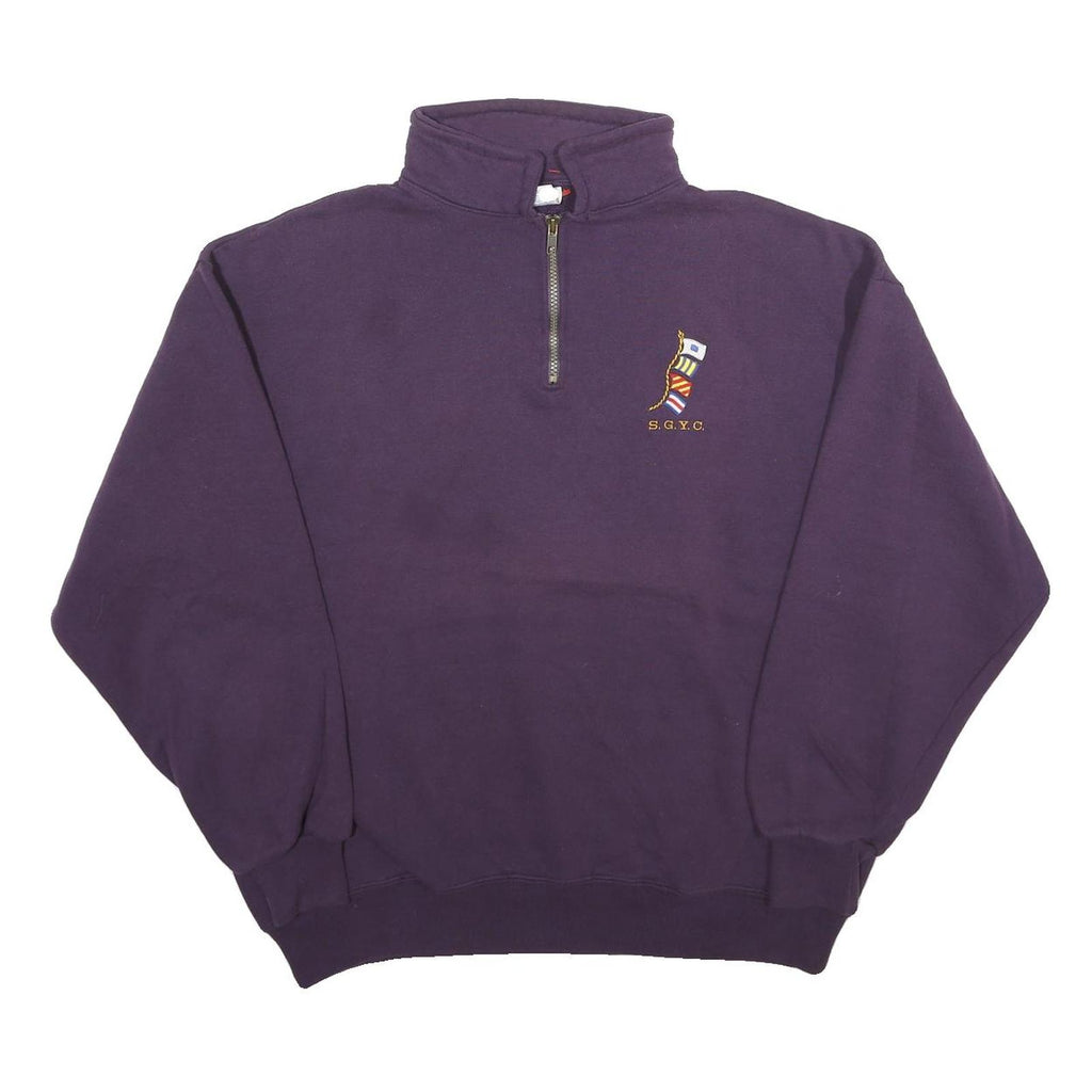 JERZEES Mens Purple Quarter Zip XL Sweatshirt SGYC Embroidered Logo Casual