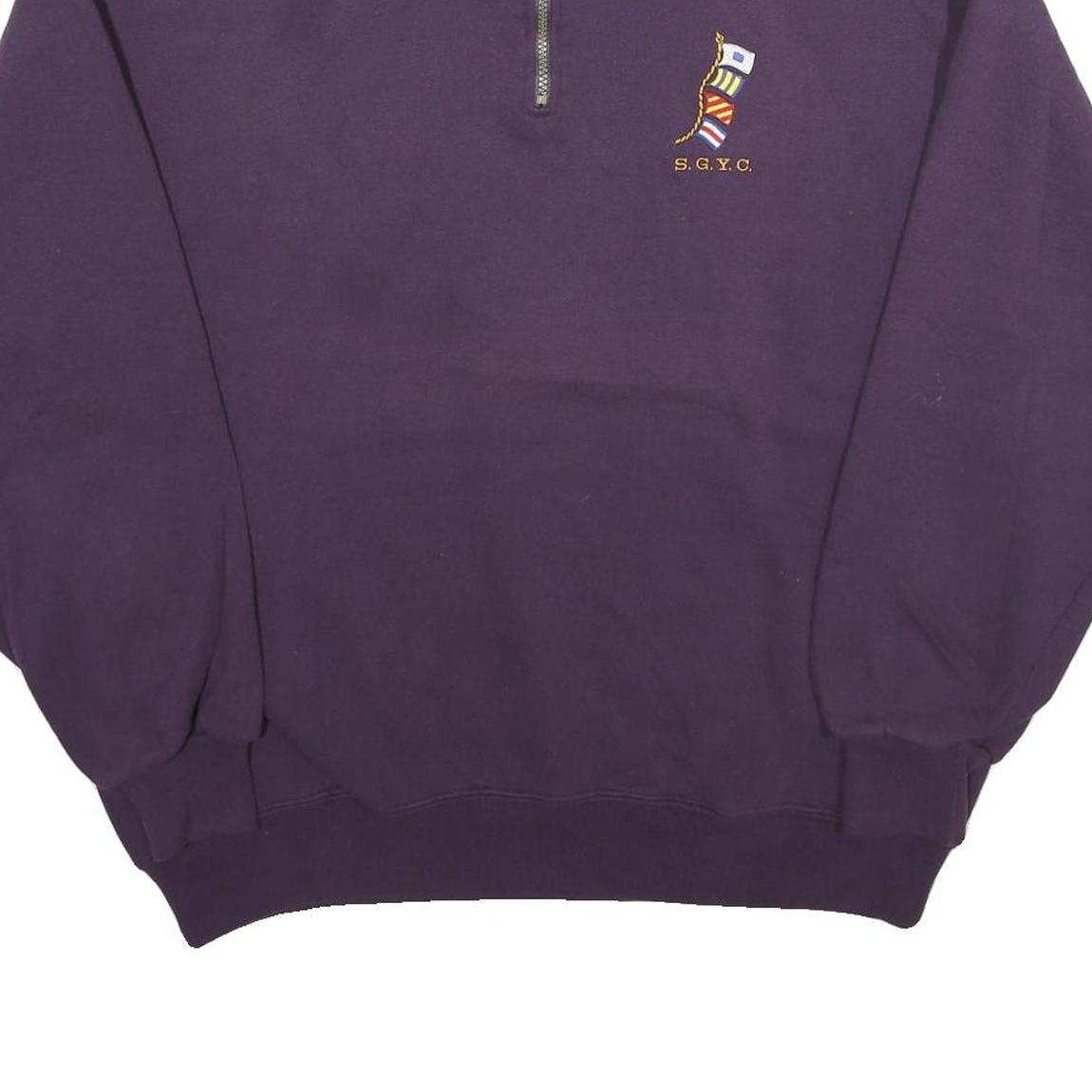 JERZEES Mens Purple Quarter Zip XL Sweatshirt SGYC Embroidered Logo Casual