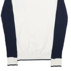 GIORGIO DI MARE Womens White & Navy Patterned Crew Neck Jumper L Cable Knit