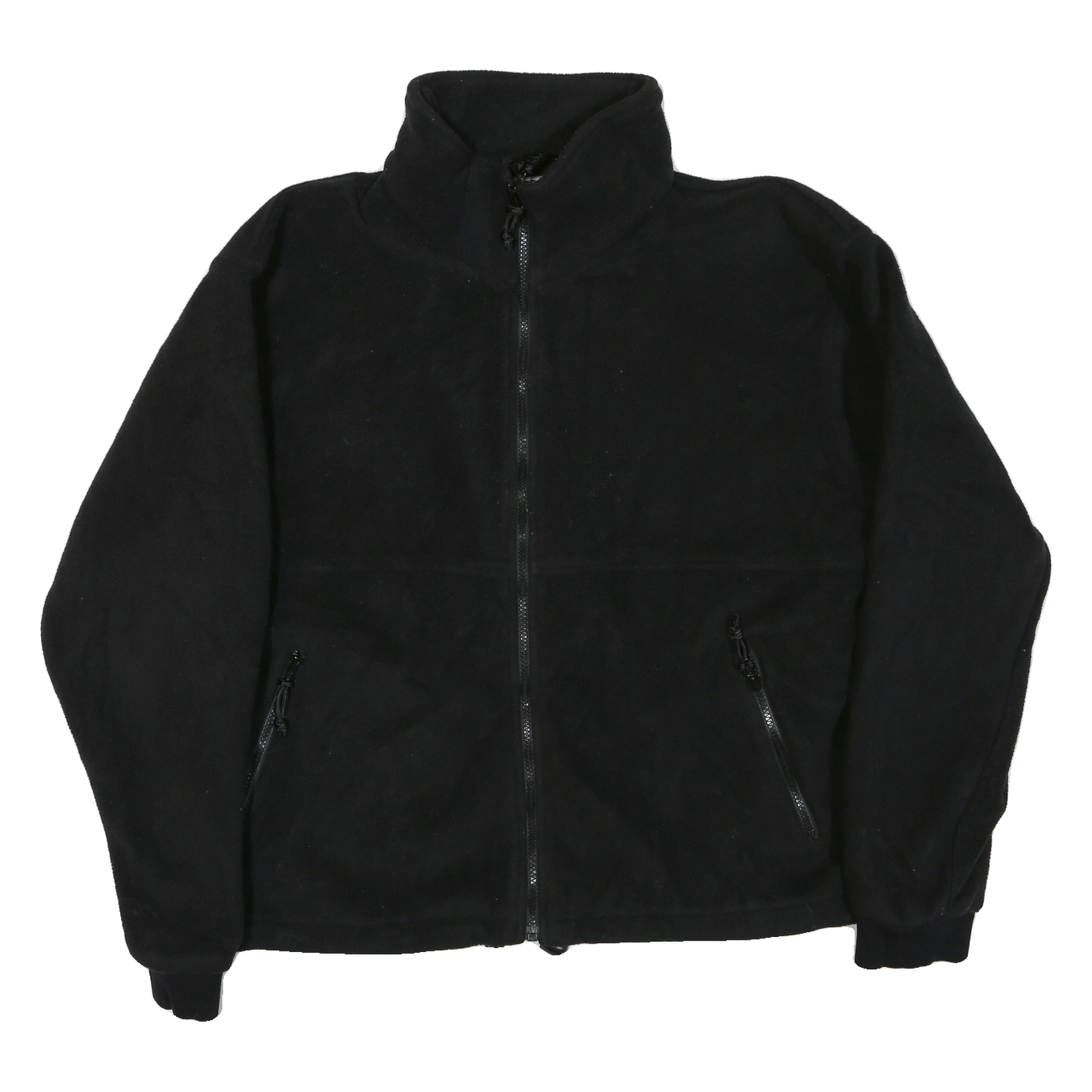 Mens Black Polyester Blend Jacket 2XL Plain Zip Closure Warm Casual Outerwear