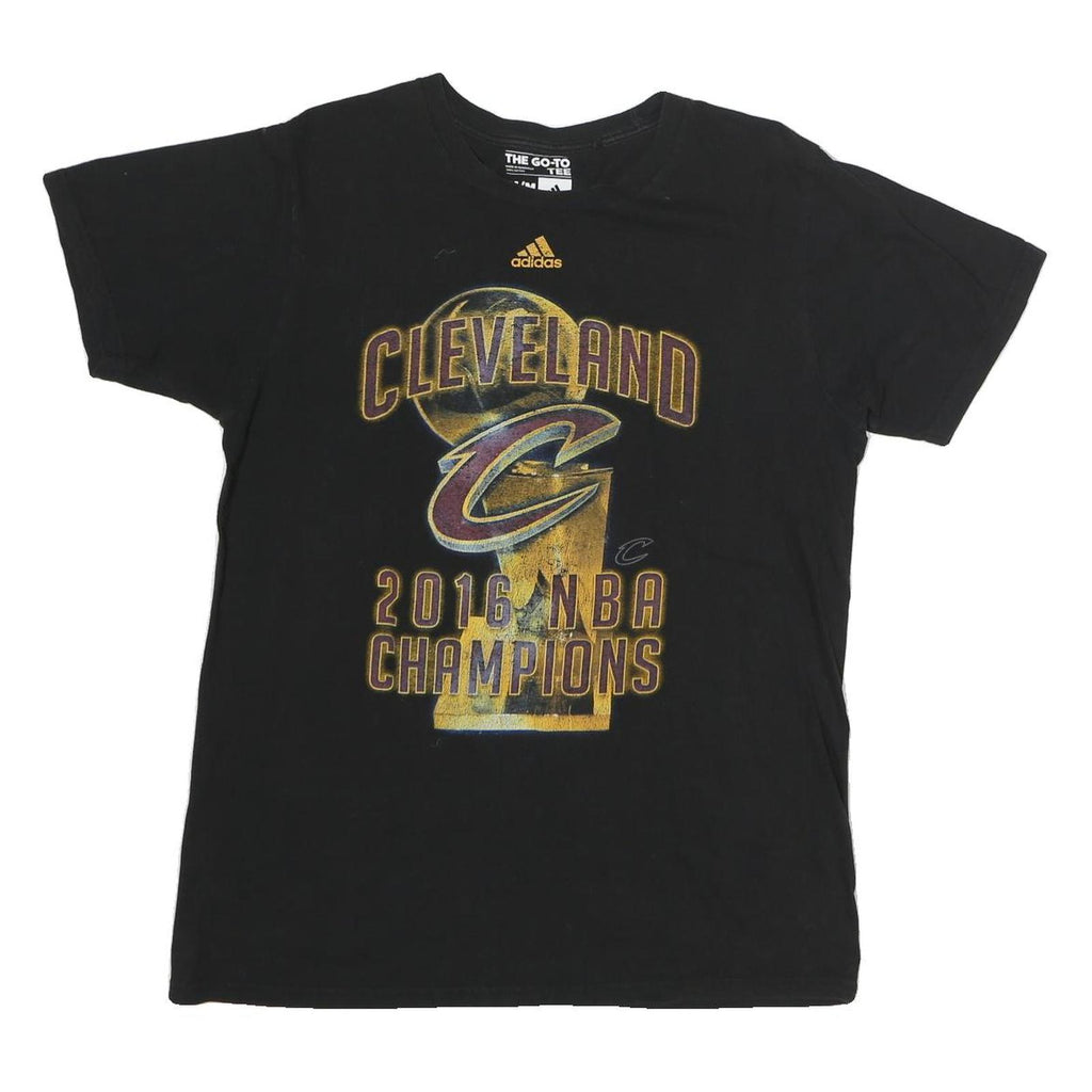 ADIDAS Mens Black Cleveland NBA Champions Graphic T-Shirt M Short Sleeve Crew