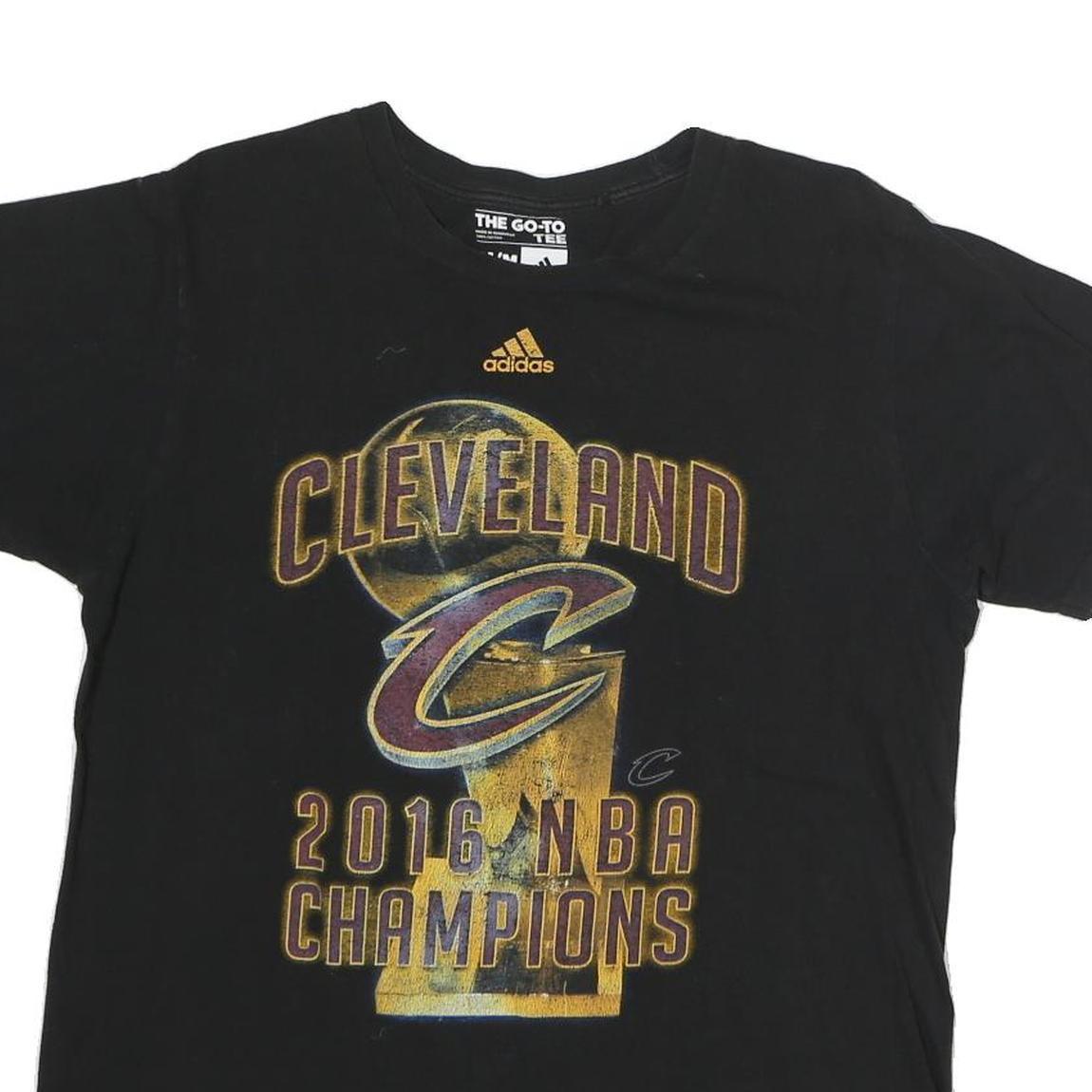 ADIDAS Mens Black Cleveland NBA Champions Graphic T-Shirt M Short Sleeve Crew