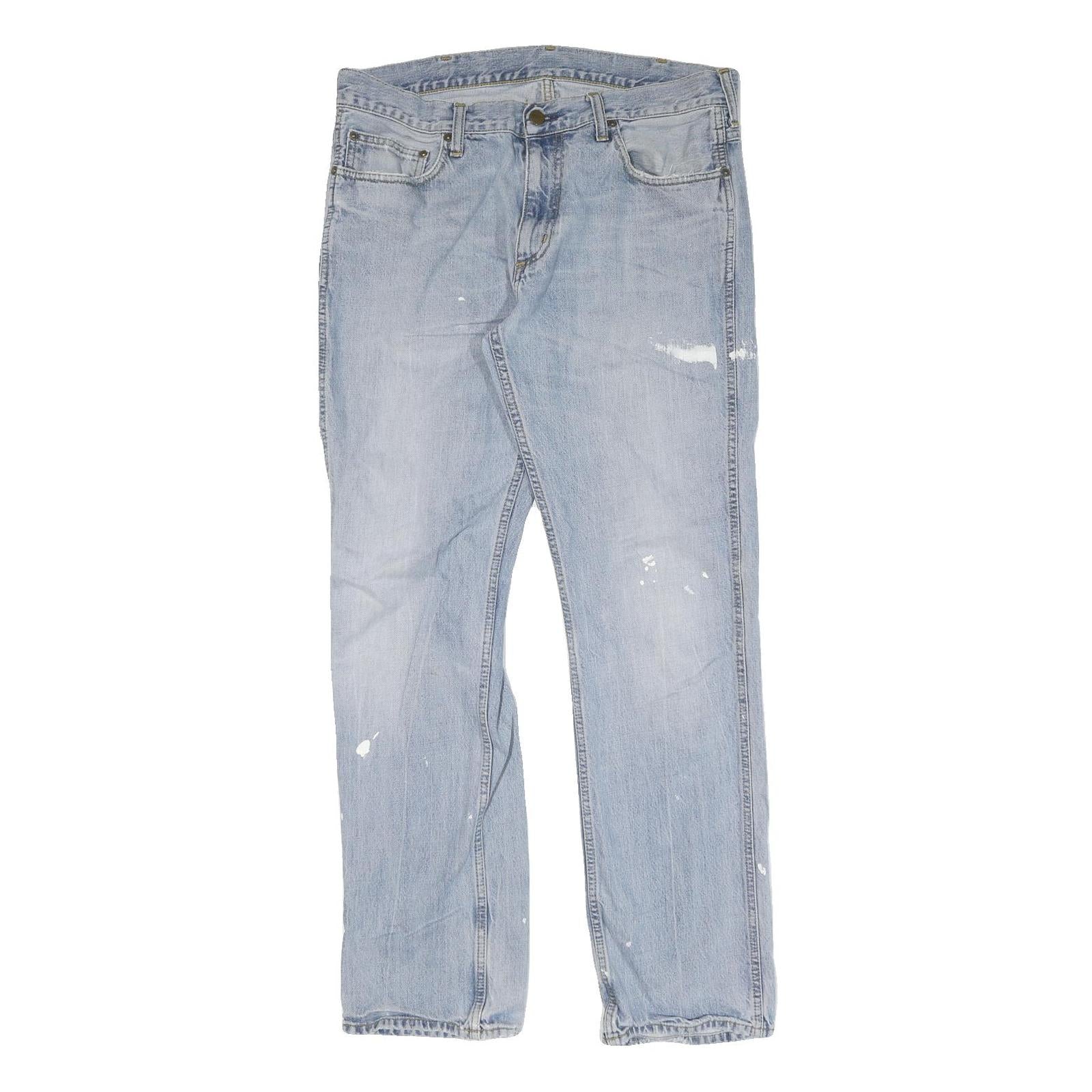 CARHARTT Mens Regular Fit Denim Jeans Light Blue W32 L32 Workwear Zip Closure