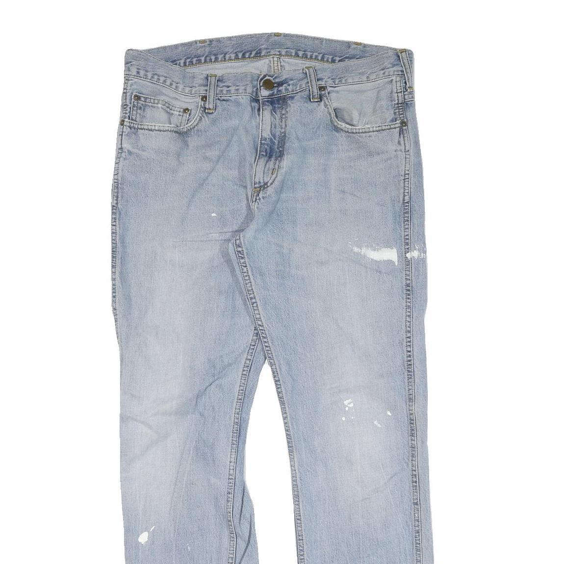 CARHARTT Mens Regular Fit Denim Jeans Light Blue W32 L32 Workwear Zip Closure