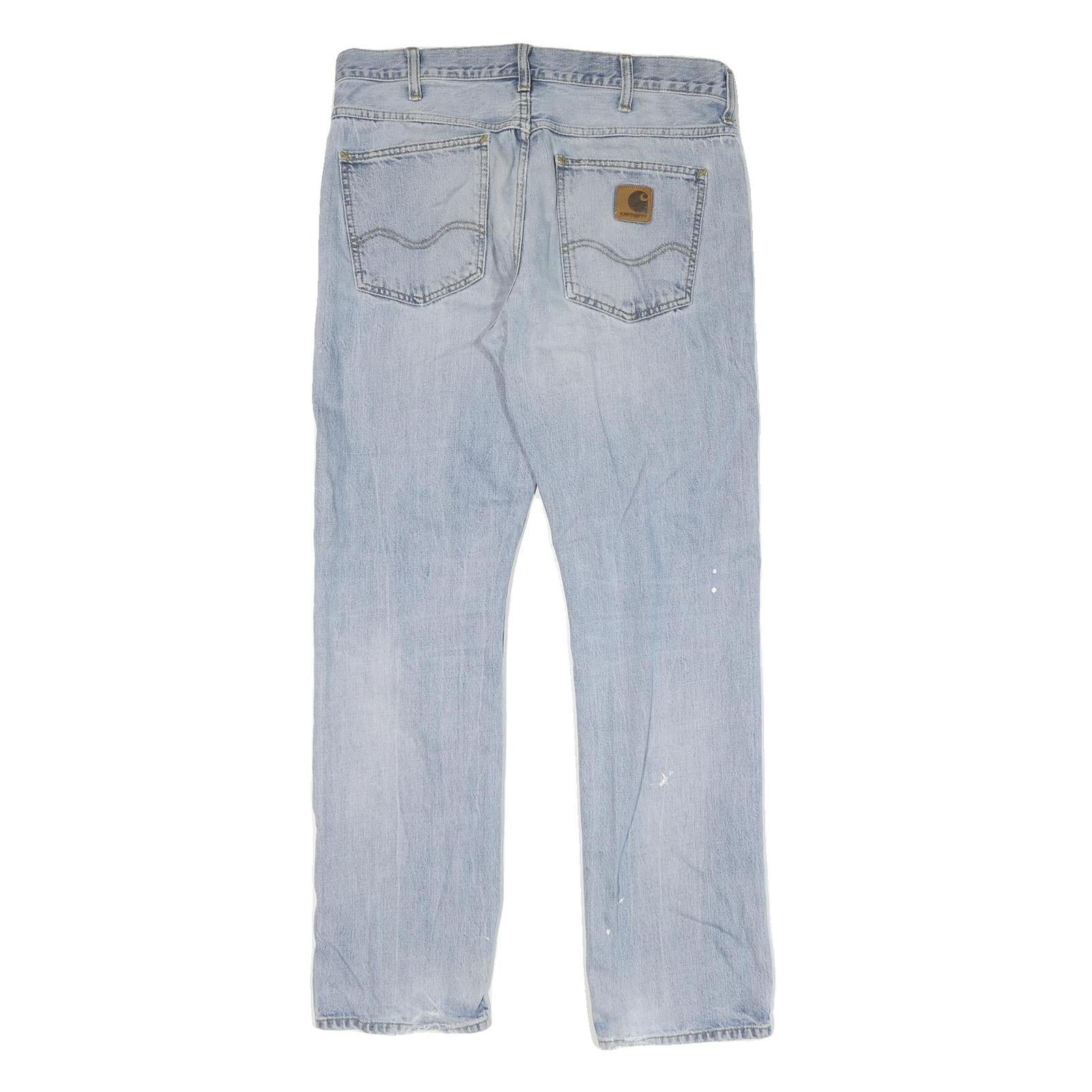 CARHARTT Mens Regular Fit Denim Jeans Light Blue W32 L32 Workwear Zip Closure