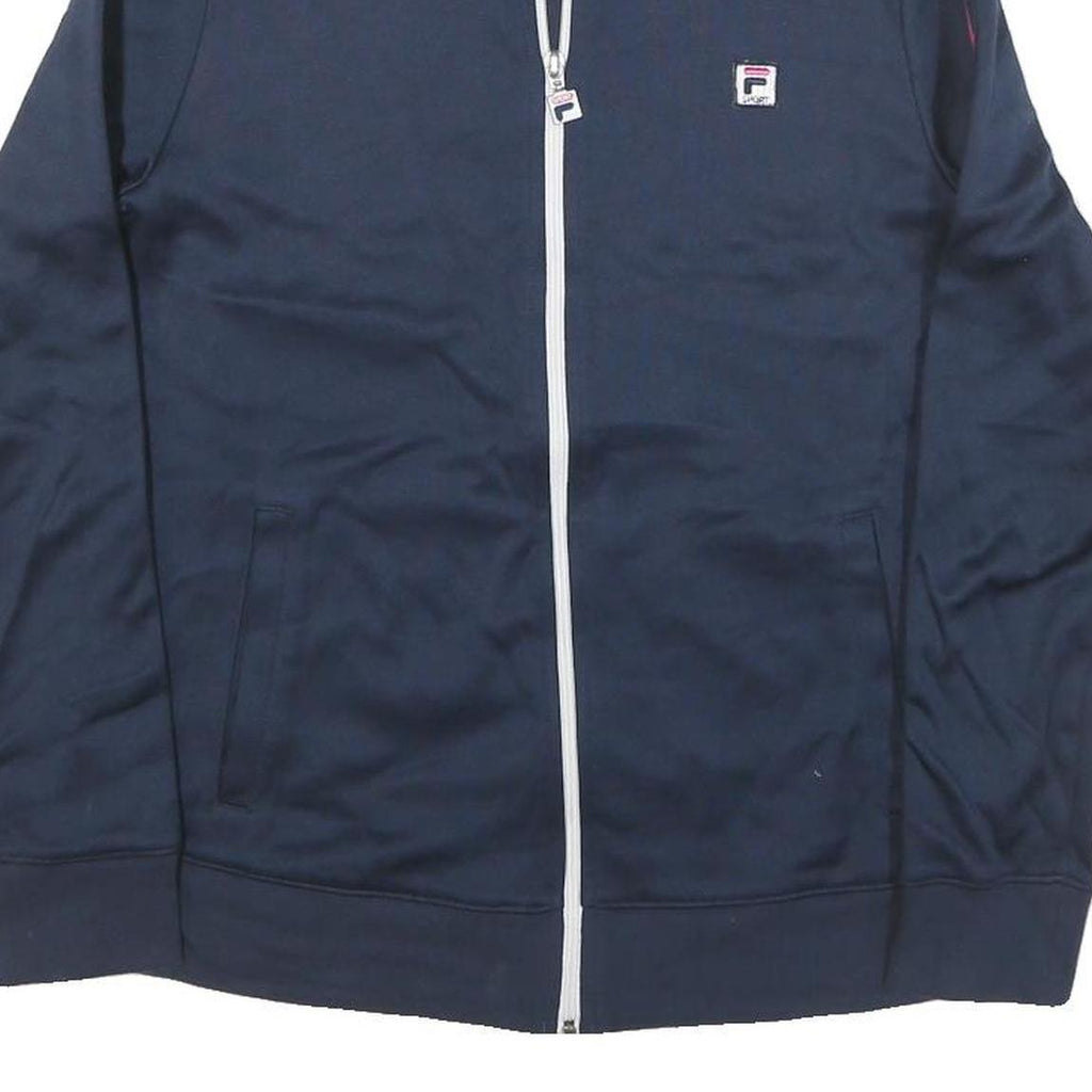 FILA Womens Navy Blue Polyester Blend Track Jacket M Athletic Zip Sportswear