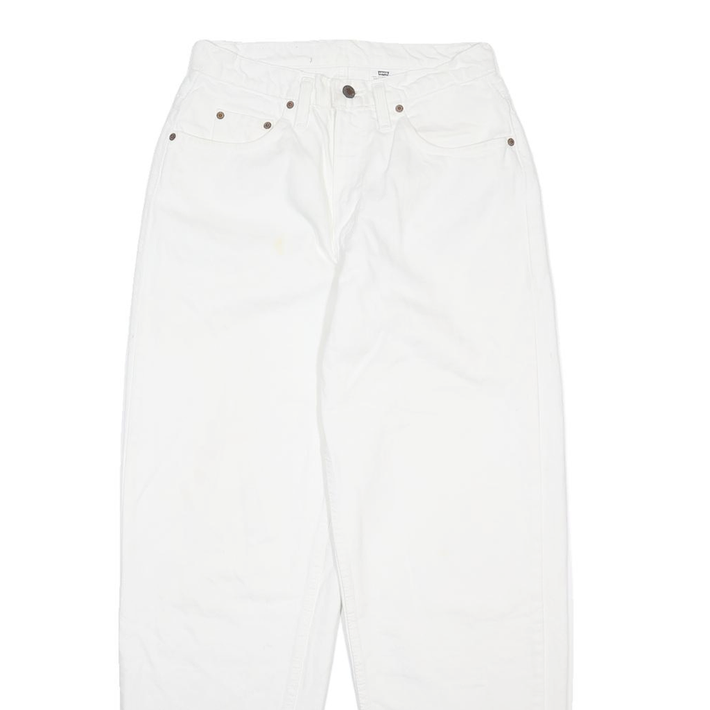 LEVI'S 535 Womens Jeans White Relaxed Straight Denim W27 L32 Classic Zip Pockets