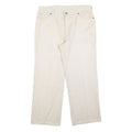 EL PASO Womens Cotton Blend Cream Relaxed Straight Trousers W33 L27 Comfortable