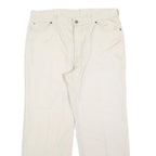 EL PASO Womens Cotton Blend Cream Relaxed Straight Trousers W33 L27 Comfortable
