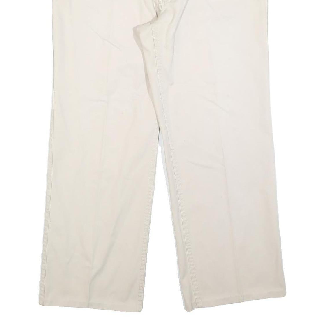 EL PASO Womens Cotton Blend Cream Relaxed Straight Trousers W33 L27 Comfortable