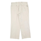 EL PASO Womens Cotton Blend Cream Relaxed Straight Trousers W33 L27 Comfortable