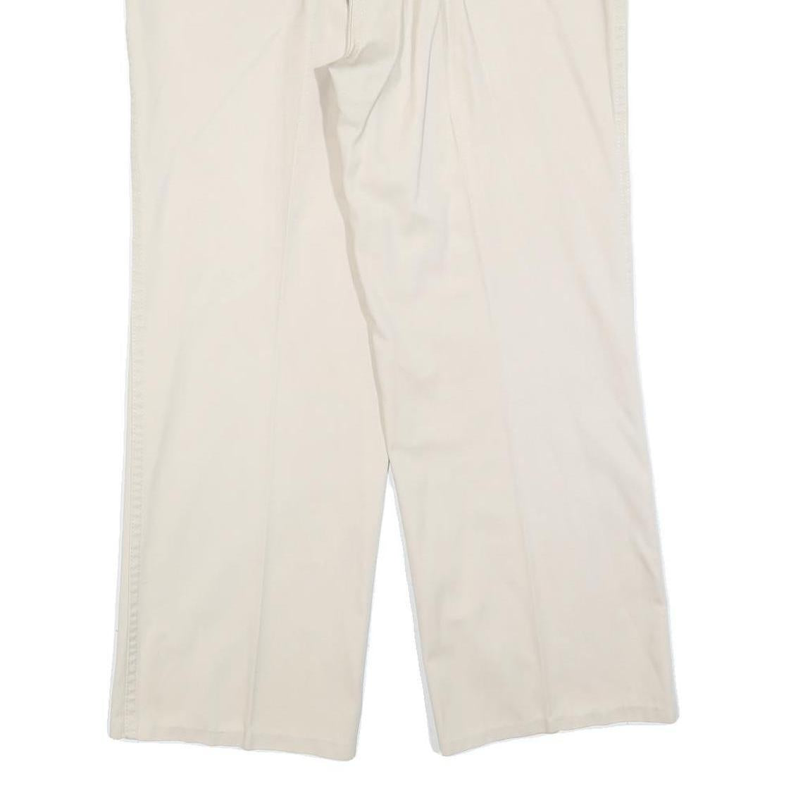 EL PASO Womens Cotton Blend Cream Relaxed Straight Trousers W33 L27 Comfortable