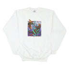 DOLPHIN Womens White Sweatshirt Crew Neck M Otters Graphic Print Cotton Blend