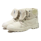 PALLADIUM Womens High Top Trainers Canvas Cream UK 7 Casual Footwear