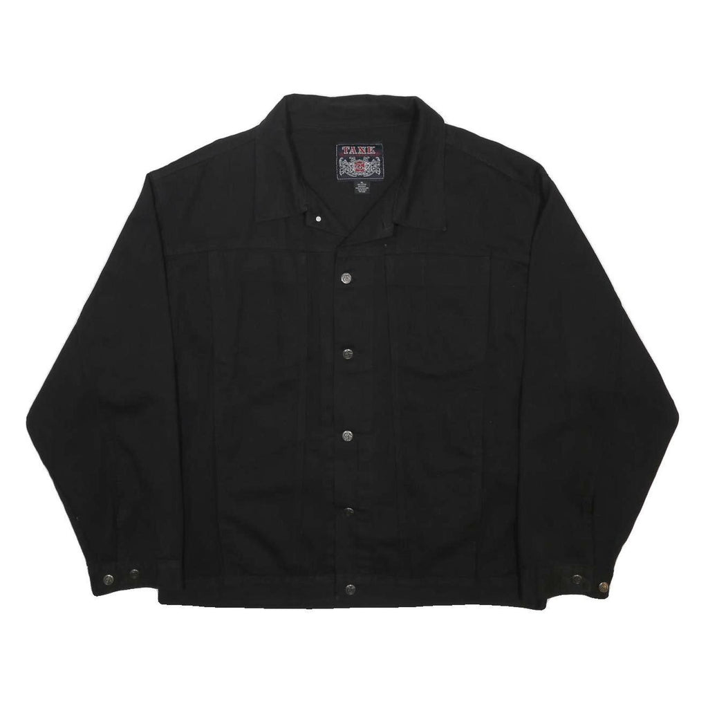 TANK Mens Black Cotton Button Jacket XL Plain Classic Fit Casual Outerwear