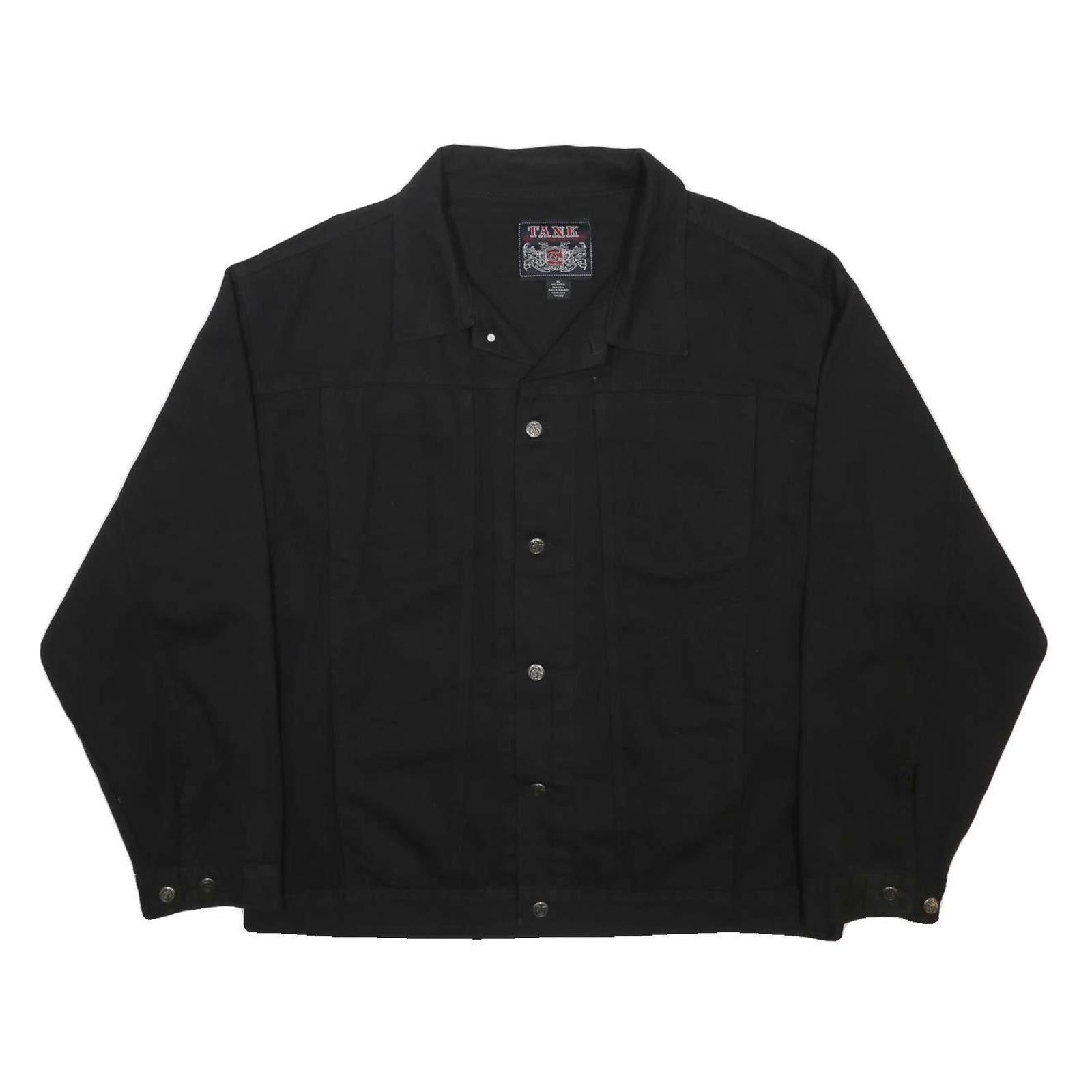 TANK Mens Black Cotton Button Jacket XL Plain Classic Fit Casual Outerwear