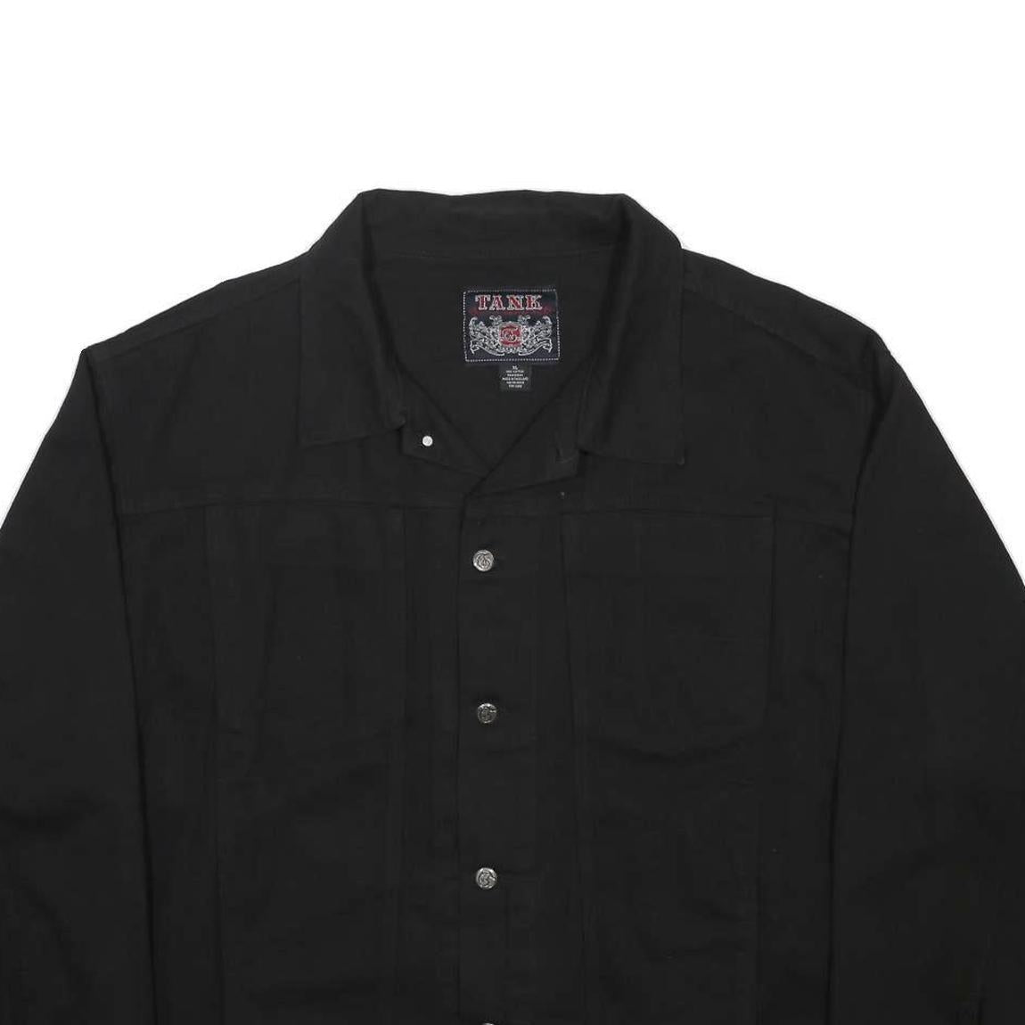 TANK Mens Black Cotton Button Jacket XL Plain Classic Fit Casual Outerwear