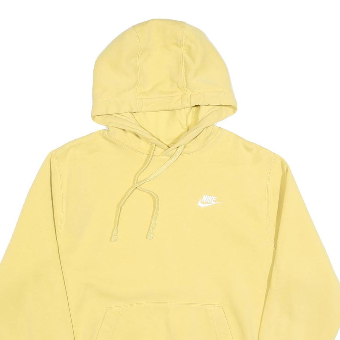 NIKE Mens Yellow Hoodie S Cotton Blend Pullover Casual Sportswear
