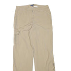 REILMANS Womens Relaxed Beige Cotton Blend Trousers W29 L30 Embroidered Pocket