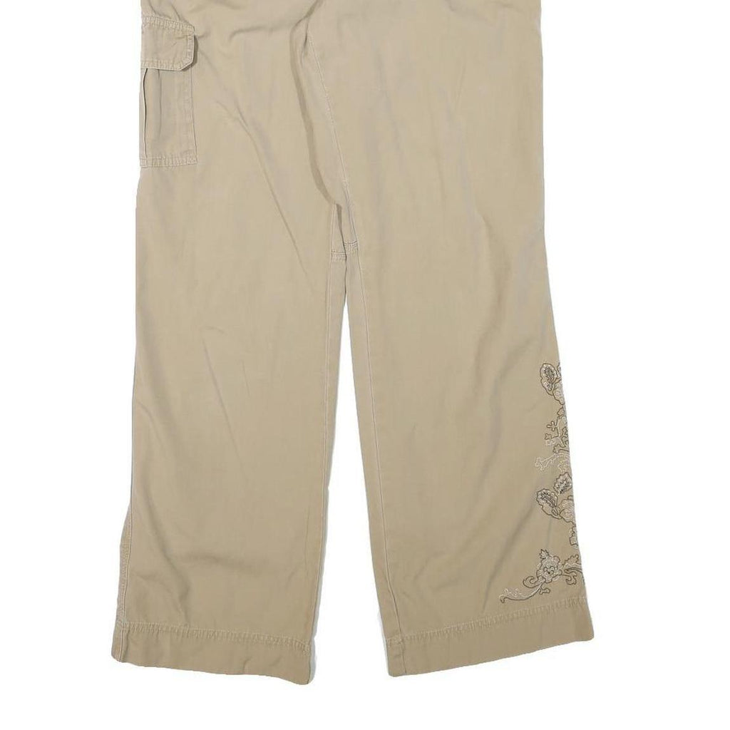 REILMANS Womens Relaxed Beige Cotton Blend Trousers W29 L30 Embroidered Pocket