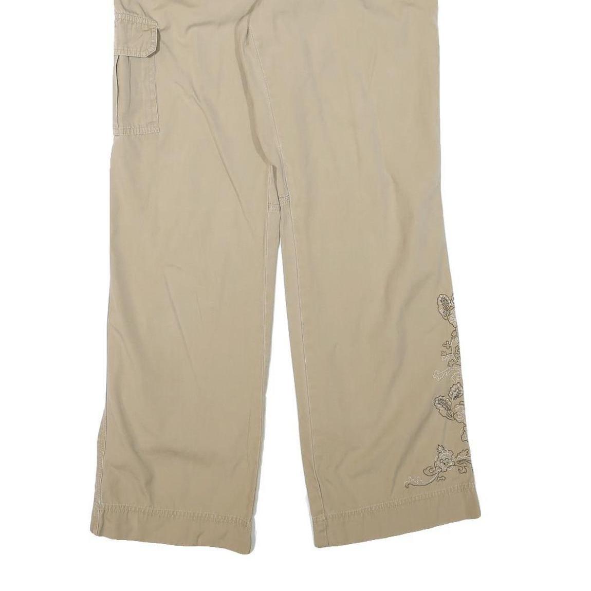 REILMANS Womens Relaxed Beige Cotton Blend Trousers W29 L30 Embroidered Pocket