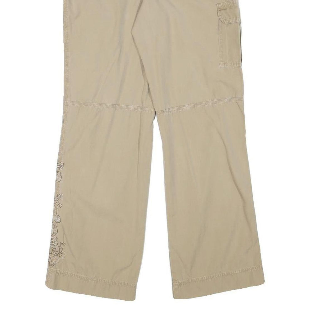 REILMANS Womens Relaxed Beige Cotton Blend Trousers W29 L30 Embroidered Pocket