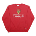CHAMPION Mens Red University Of Calgary Crew Neck M Cotton Blend Sweatshirt