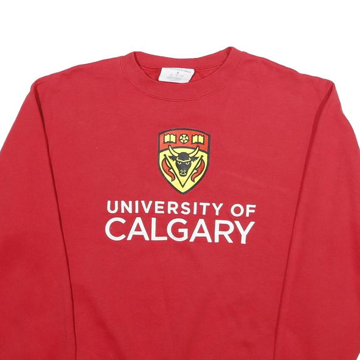 CHAMPION Mens Red University Of Calgary Crew Neck M Cotton Blend Sweatshirt