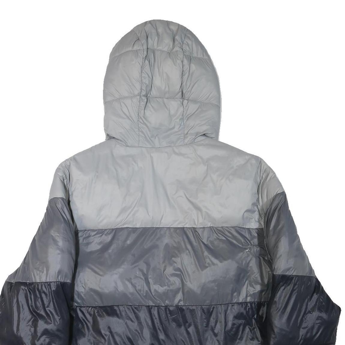 CHAMPION Mens Grey & Navy Puffer Jacket M Polyester Blend Zip Hooded Casual