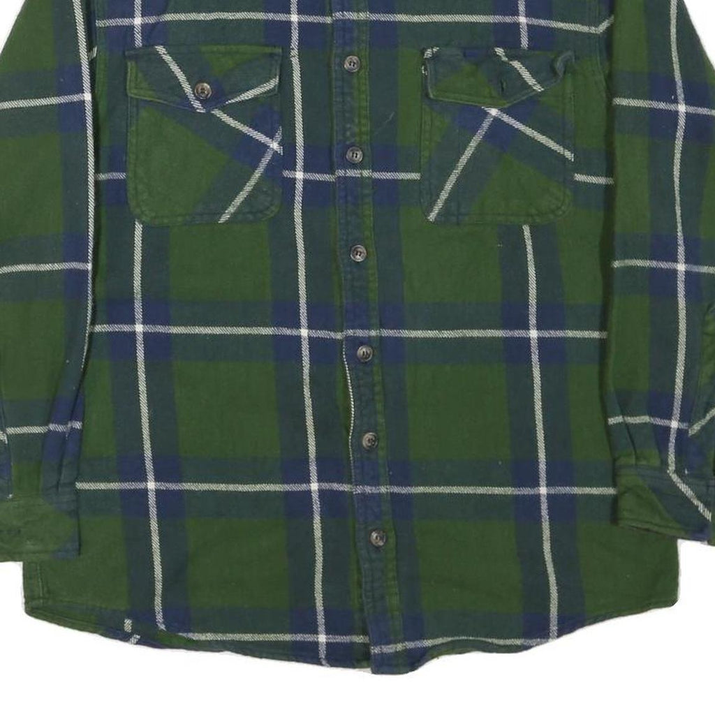 SCHMIDT Mens Green & Blue Check Shirt M Cotton Blend Long Sleeve Workwear