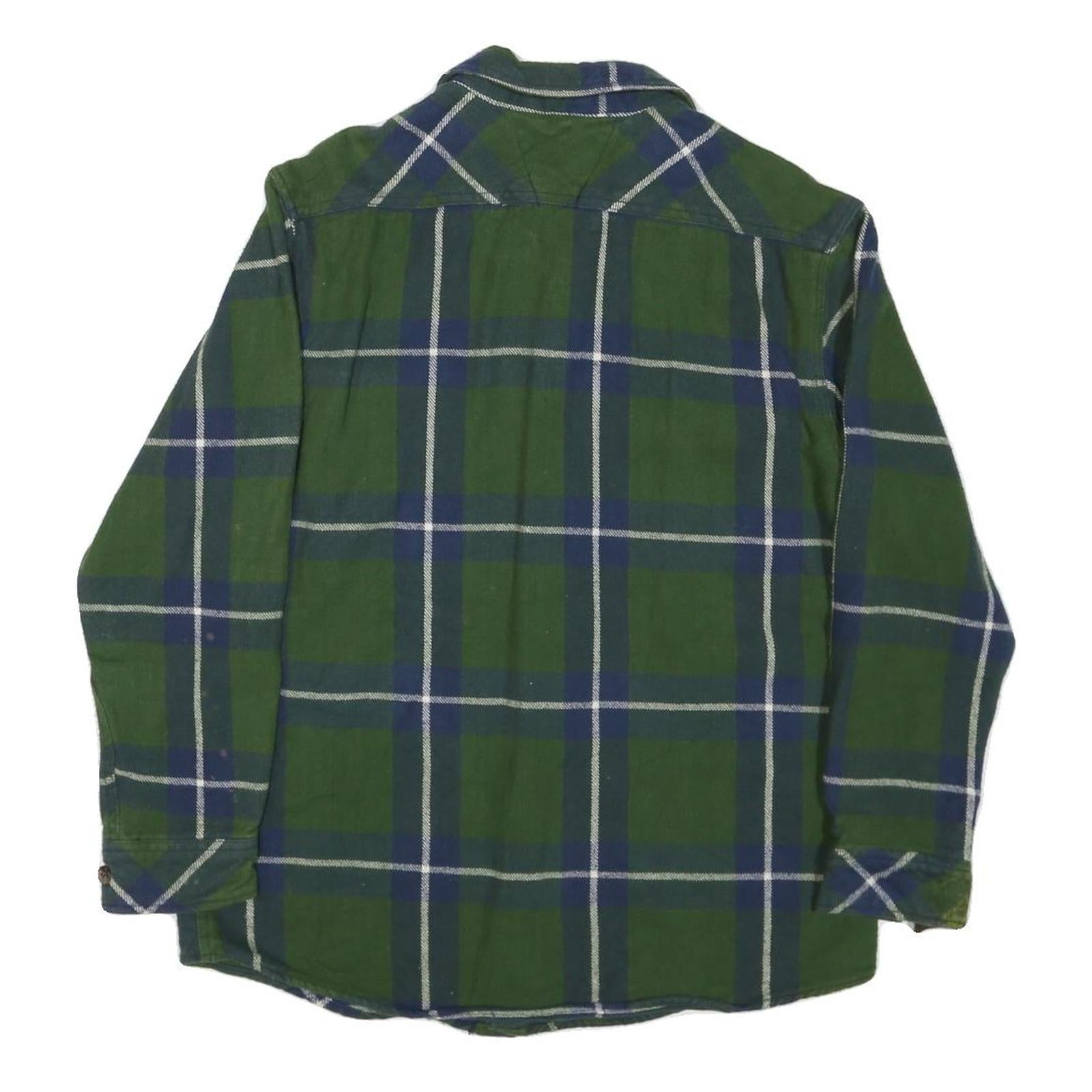 SCHMIDT Mens Green & Blue Check Shirt M Cotton Blend Long Sleeve Workwear