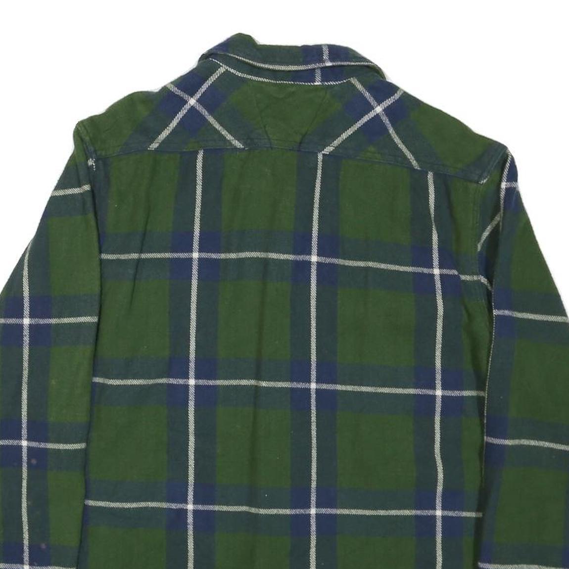 SCHMIDT Mens Green & Blue Check Shirt M Cotton Blend Long Sleeve Workwear