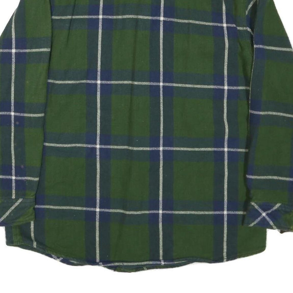 SCHMIDT Mens Green & Blue Check Shirt M Cotton Blend Long Sleeve Workwear