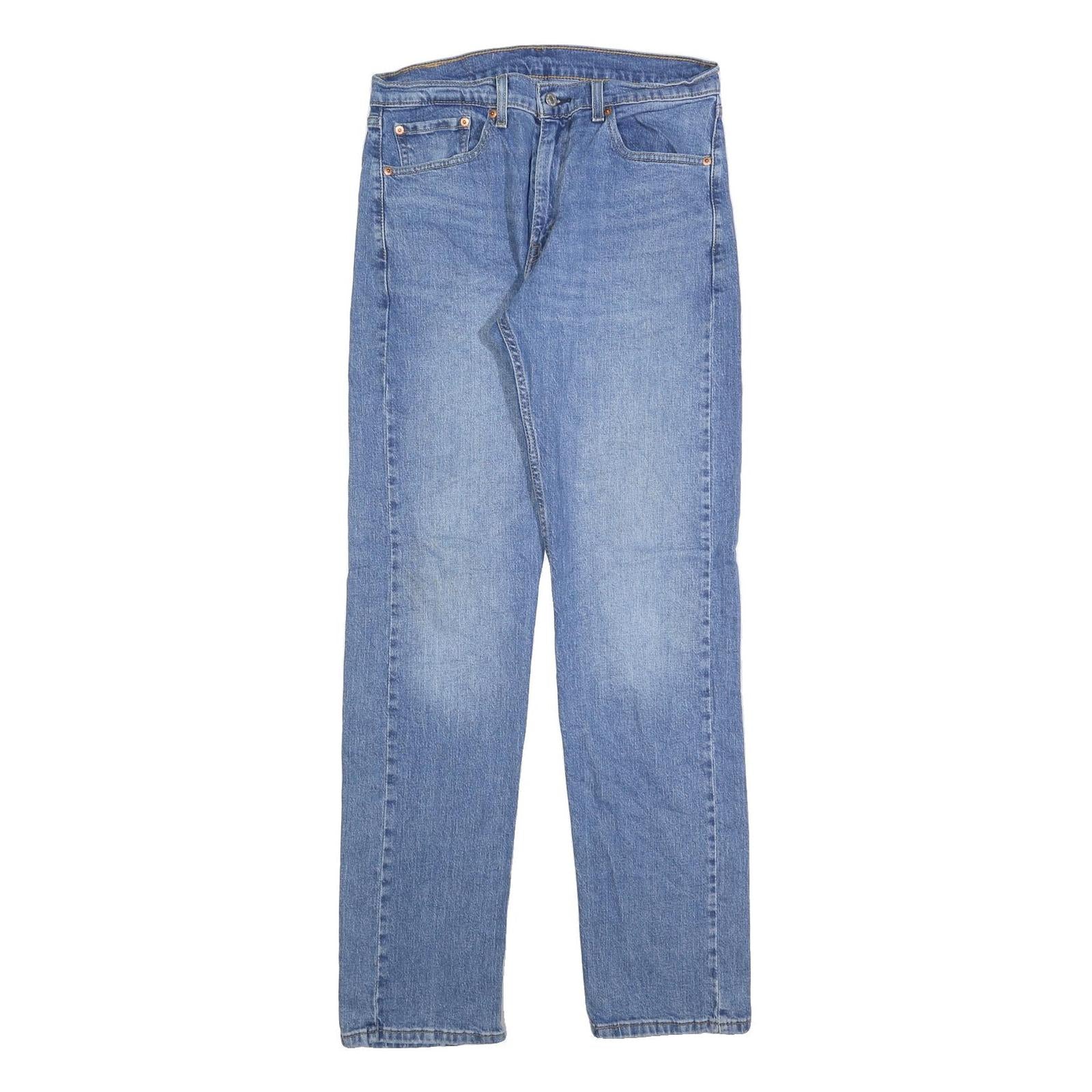 LEVI'S 505 Mens Jeans Blue Regular Straight Denim Medium W32 L34 Zip Cotton