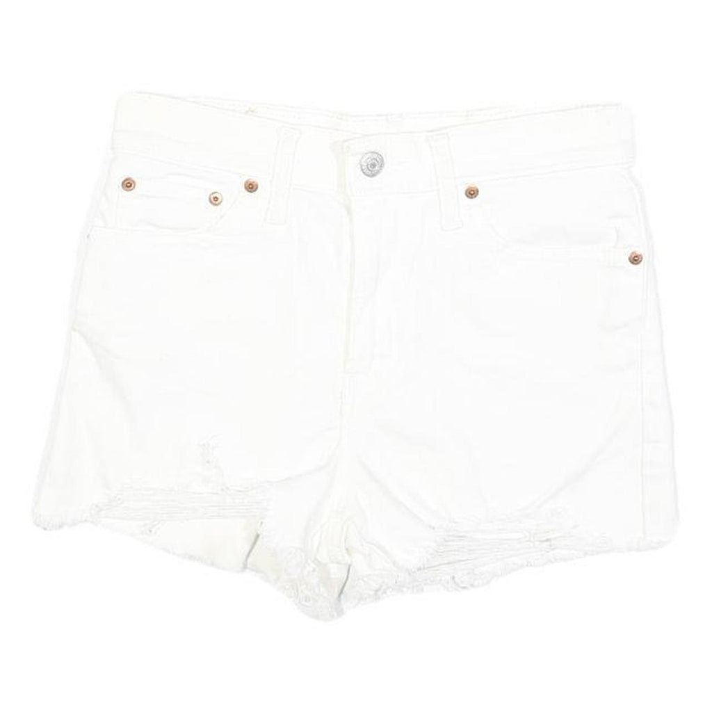 LEVI'S Womens White Denim Casual Shorts XS W26 Distressed Hem Summer Style