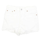 LEVI'S Womens White Denim Casual Shorts XS W26 Distressed Hem Summer Style