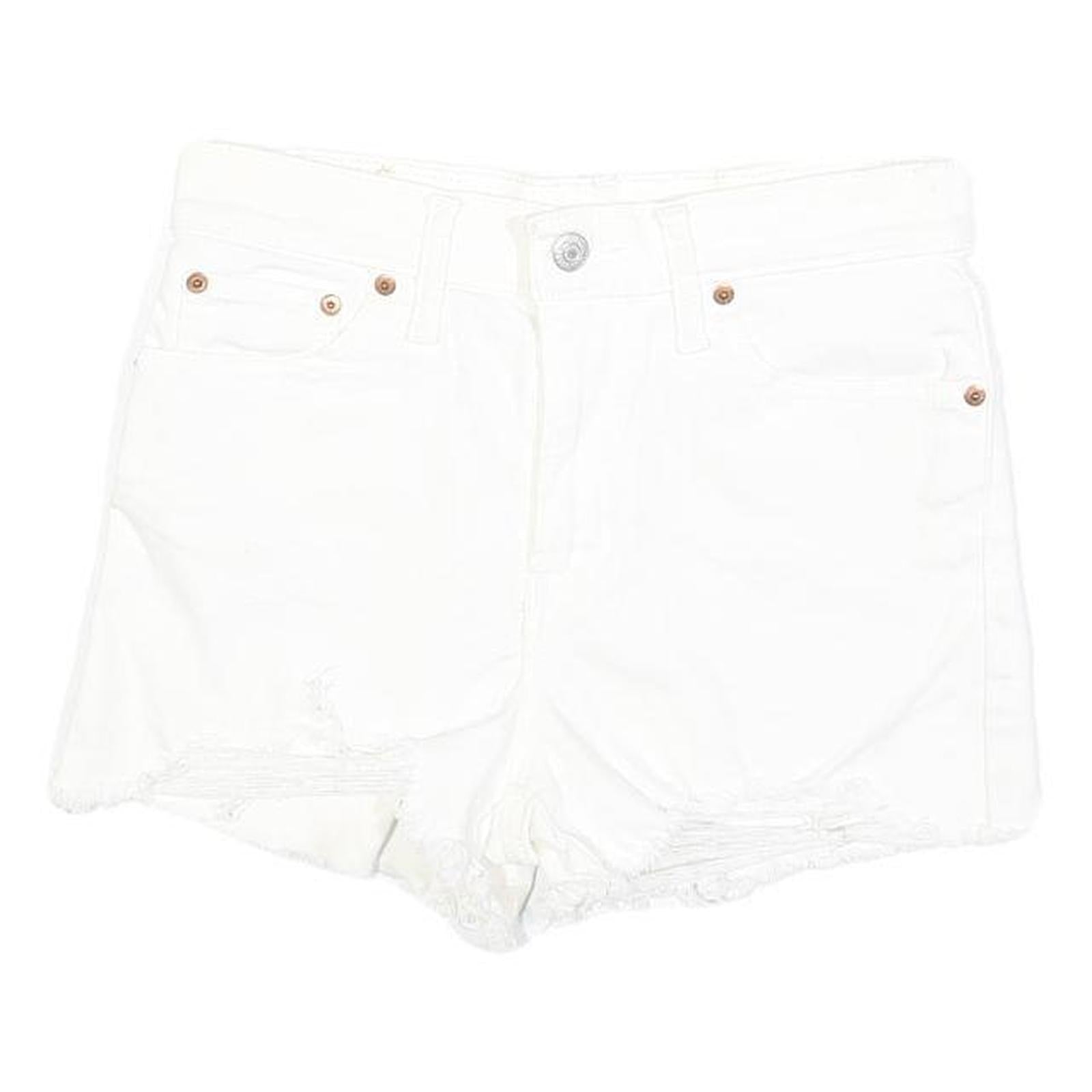 LEVI'S Womens White Denim Casual Shorts XS W26 Distressed Hem Summer Style