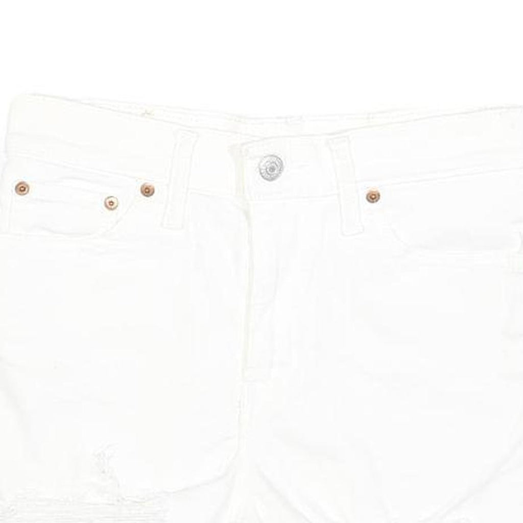 LEVI'S Womens White Denim Casual Shorts XS W26 Distressed Hem Summer Style