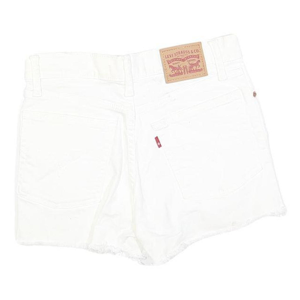 LEVI'S Womens White Denim Casual Shorts XS W26 Distressed Hem Summer Style
