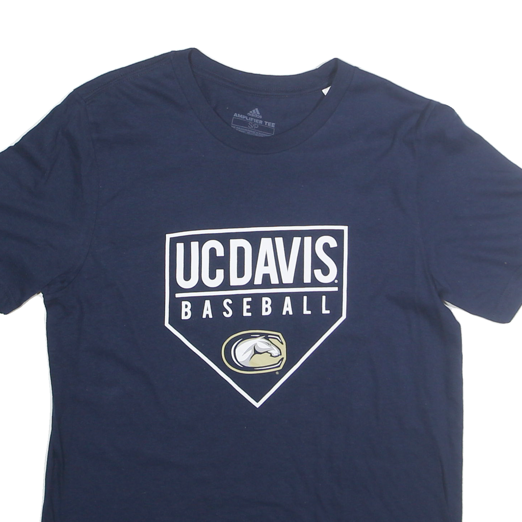 ADIDAS Mens Navy Blue UC Davis Baseball Graphic T-Shirt M Short Sleeve Crew Neck