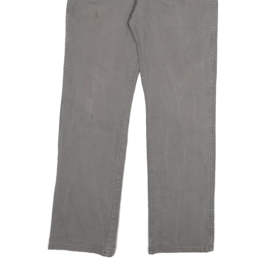 DICKIES Mens Cotton Blend Grey Regular Straight Trousers W36 L34 Workwear Zip