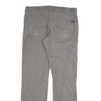 DICKIES Mens Cotton Blend Grey Regular Straight Trousers W36 L34 Workwear Zip