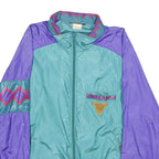 LOIS GARNEAU Mens Teal & Purple Retro Nylon Zip Jacket L Lightweight Vintage