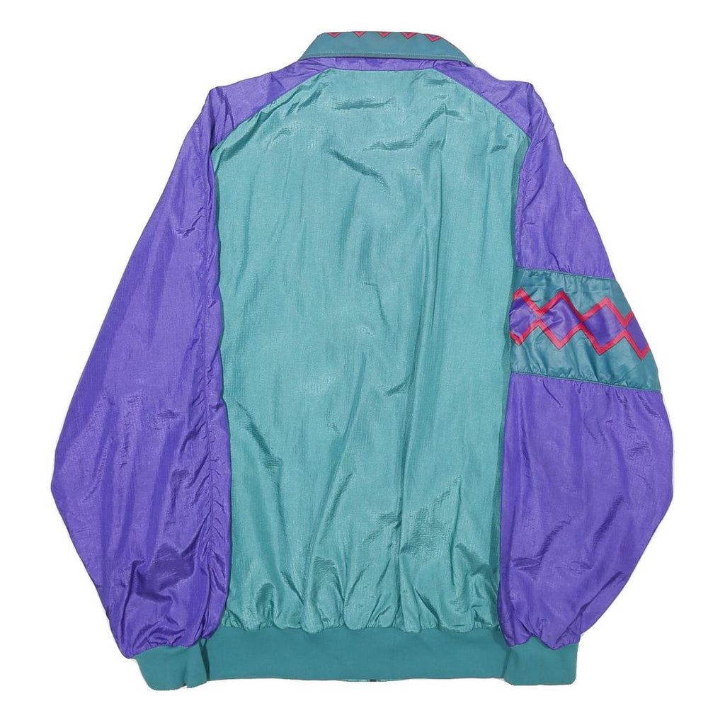 LOIS GARNEAU Mens Teal & Purple Retro Nylon Zip Jacket L Lightweight Vintage