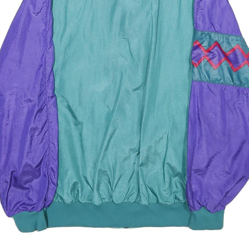 LOIS GARNEAU Mens Teal & Purple Retro Nylon Zip Jacket L Lightweight Vintage