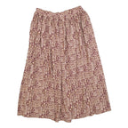 PASSPORTS Womens Beige & Maroon Printed Midi Viscose Skirt L Elasticated Waist