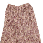 PASSPORTS Womens Beige & Maroon Printed Midi Viscose Skirt L Elasticated Waist