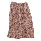 PASSPORTS Womens Beige & Maroon Printed Midi Viscose Skirt L Elasticated Waist