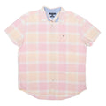 TOMMY HILFIGER Mens Pink & Cream Checked Shirt 2XL Cotton Blend Casual Summer